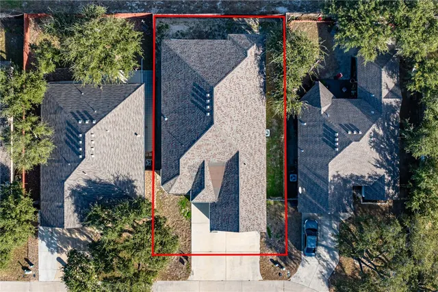 an aerial view of a house