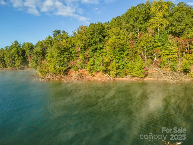 a view of lake from under an umbrella