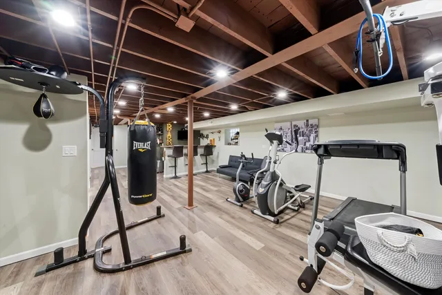 a view of a room with gym equipment