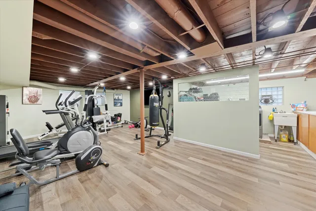 a view of a room with gym equipment