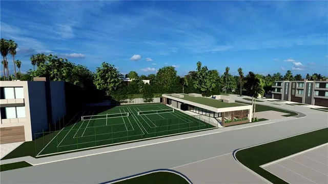 a view of a backyard