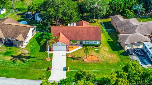 an aerial view of a house