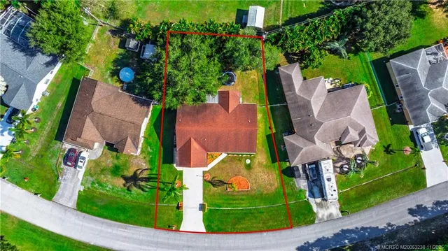 an aerial view of a house