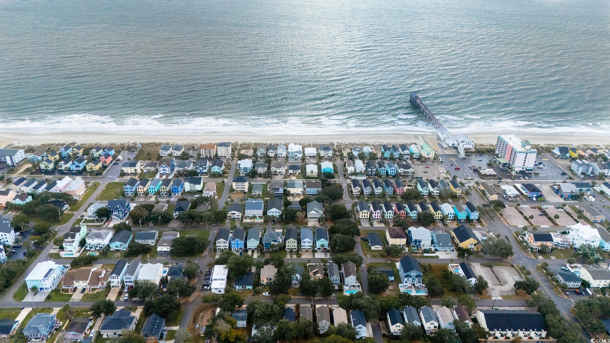 114 North Pinewood Drive Surfside Beach, SC 29575 - Photo 7 of 40 Aerial view featuring a water view and a view of the beach
