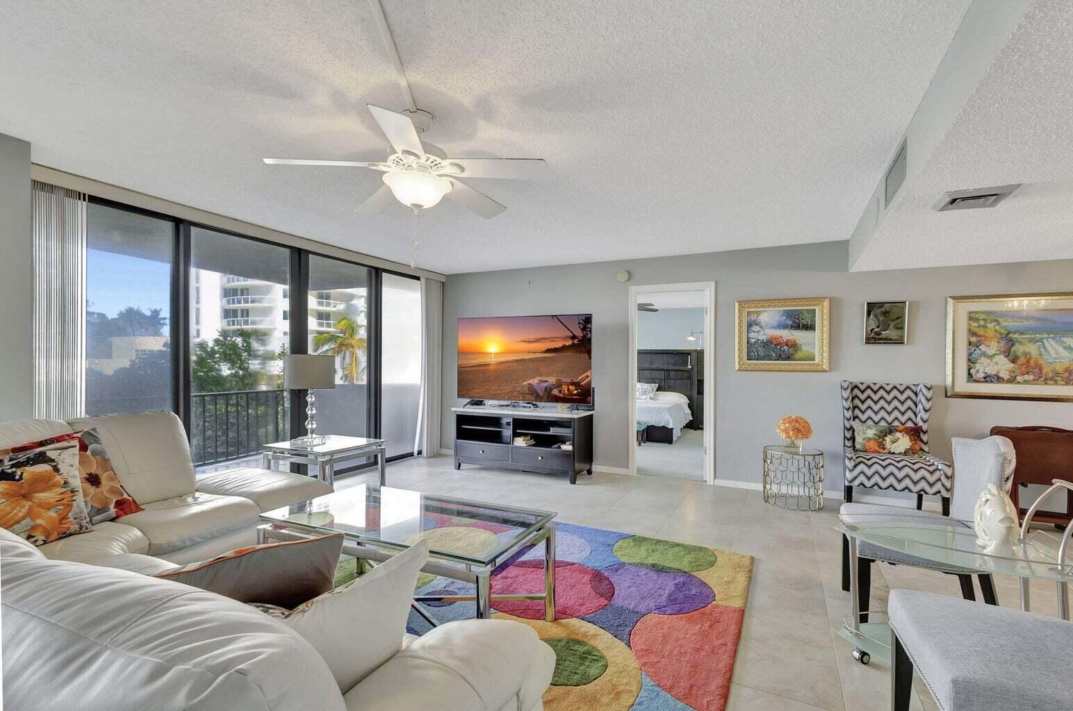 4200 North Ocean Drive, Unit 2201 Singer Island, FL 33404 - Photo 3 of 65 a living room with furniture and a flat screen tv