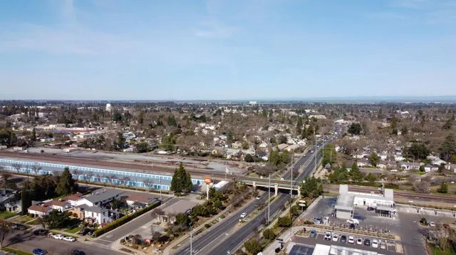 an aerial view of a city