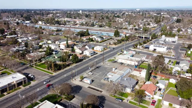 an aerial view of a city
