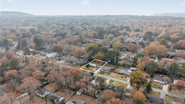 an aerial view of residential house with parking space