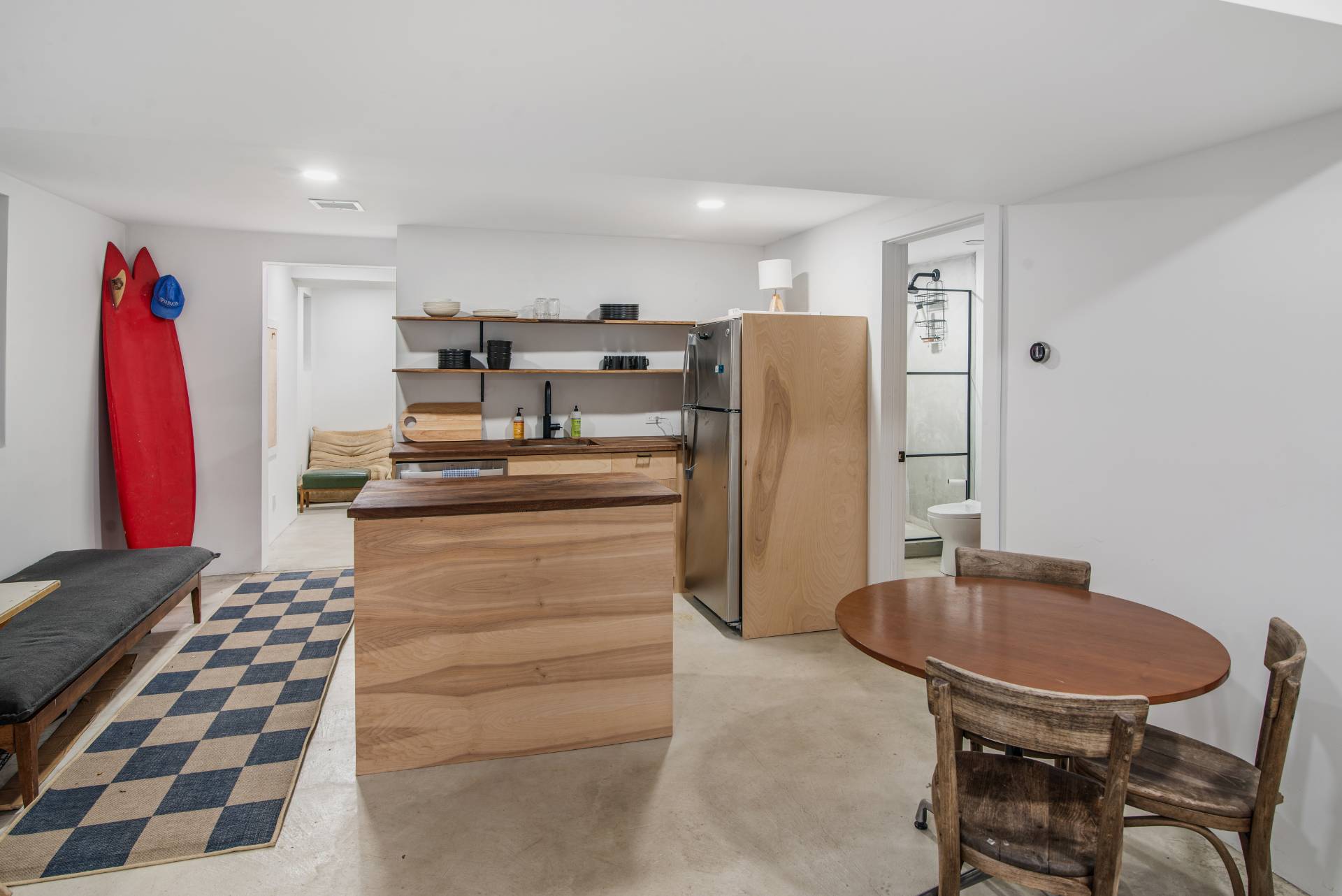 58 Fleming Road Montauk, NY 11954 - Photo 20 of 35 a kitchen with stainless steel appliances a refrigerator and a stove