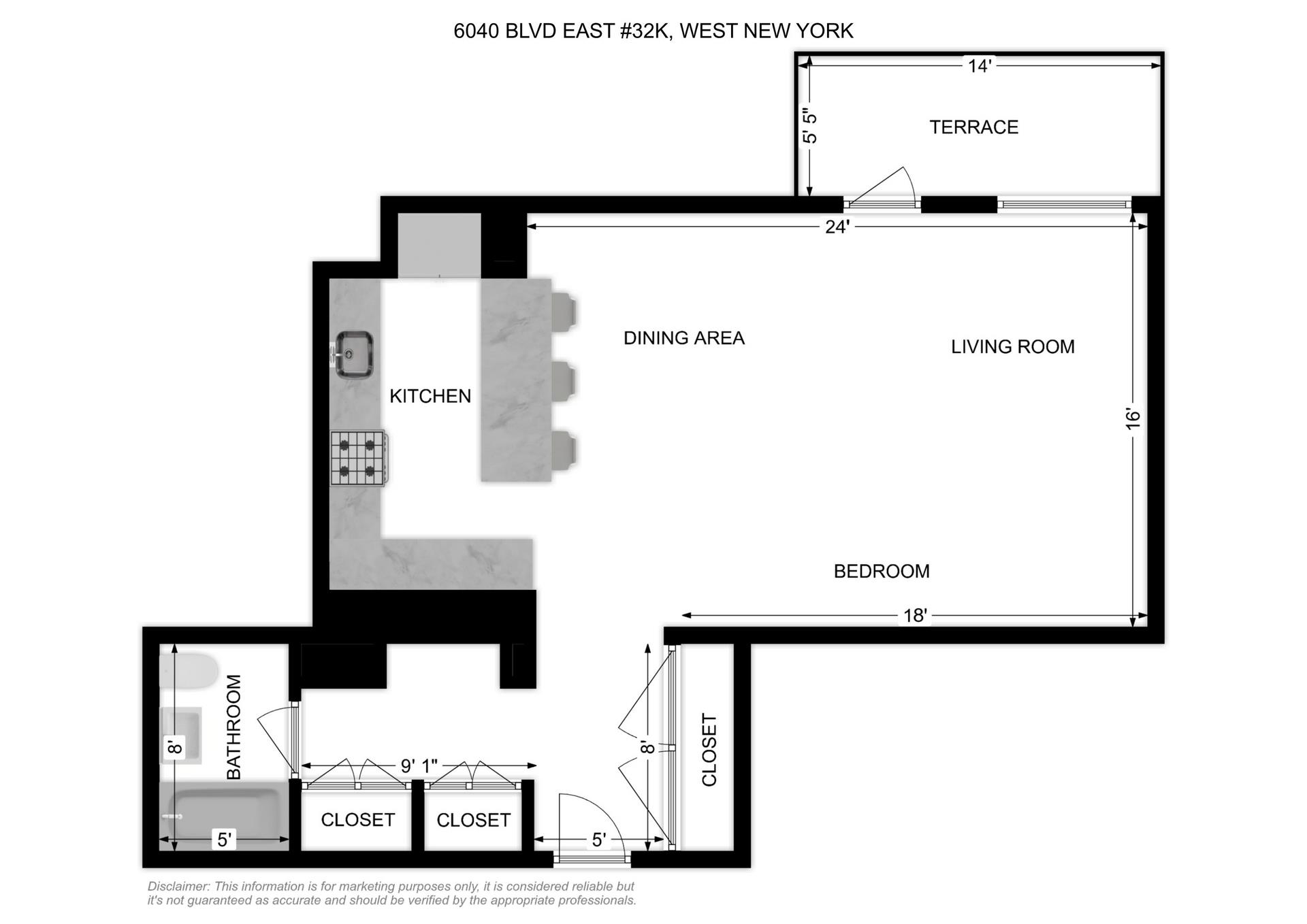 6040 Boulevard East, Unit 23K, West New York, NJ 07093 Compass