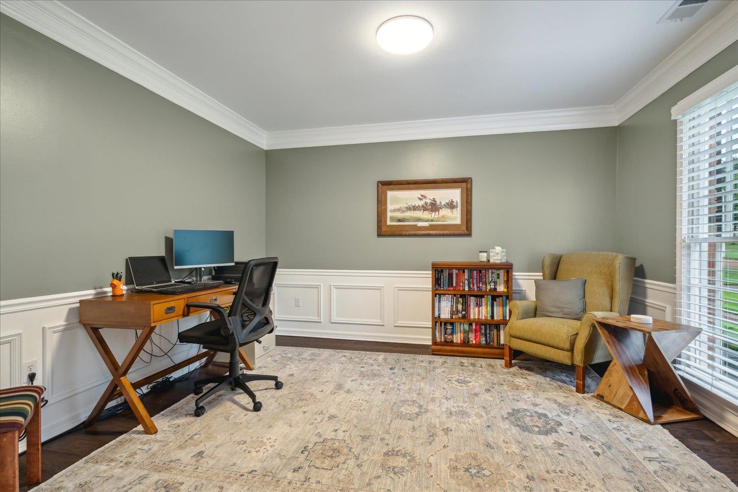 1001 Yorktown Road Collierville, TN 38017 - Photo 6 of 40 Dining Room currently used as office featuring ornamental molding, wood-type flooring, and a wealth of natural light