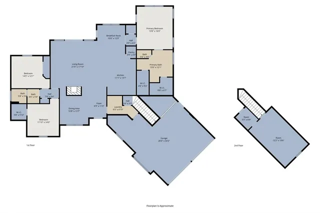 an aerial view of a house