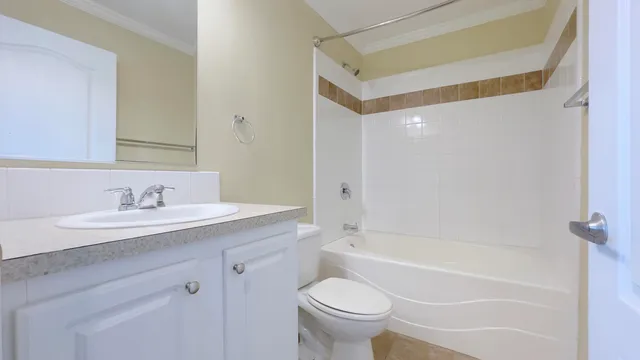 a bathroom with a sink a toilet and a bathtub