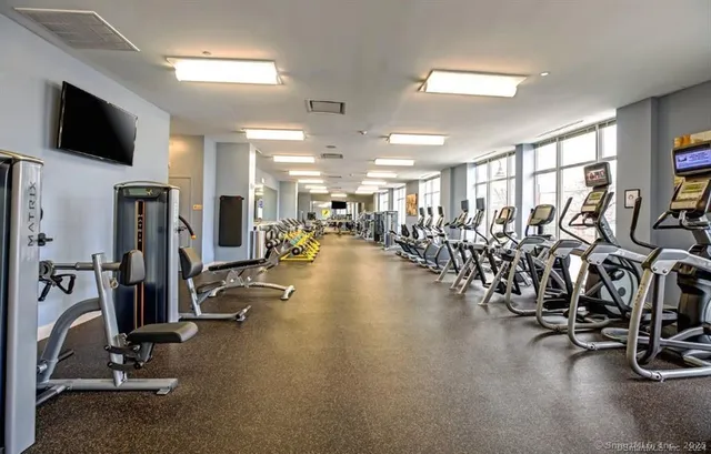 a view of a room with gym equipment