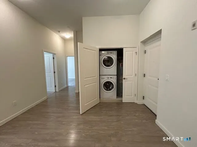 a view of a storage & utility room with washer and dryer