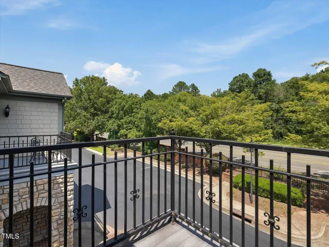 a balcony with street view
