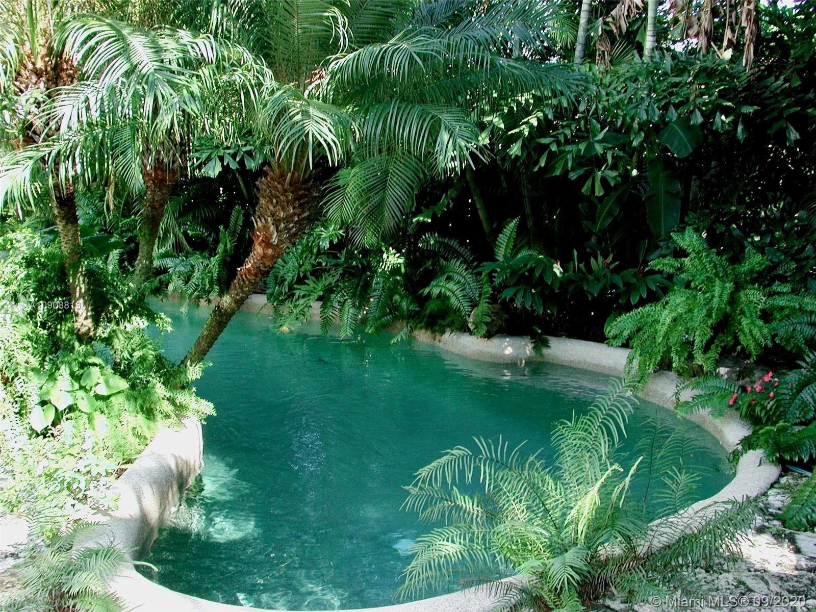 385 Ridgewood Road Key Biscayne, FL 33149 - Photo 45 of 54 a backyard of a house with a garden and plants