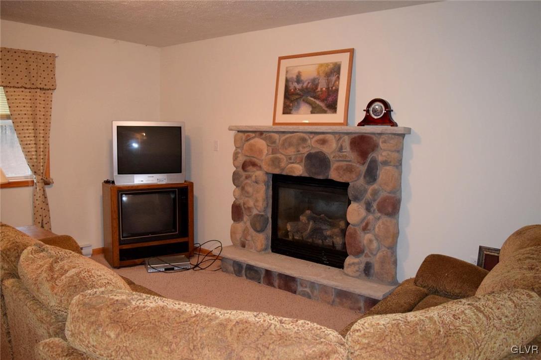290 Brier Crest Road Blakeslee, PA 18610 - Photo 36 of 43 a living room with furniture a flat screen tv and a fireplace
