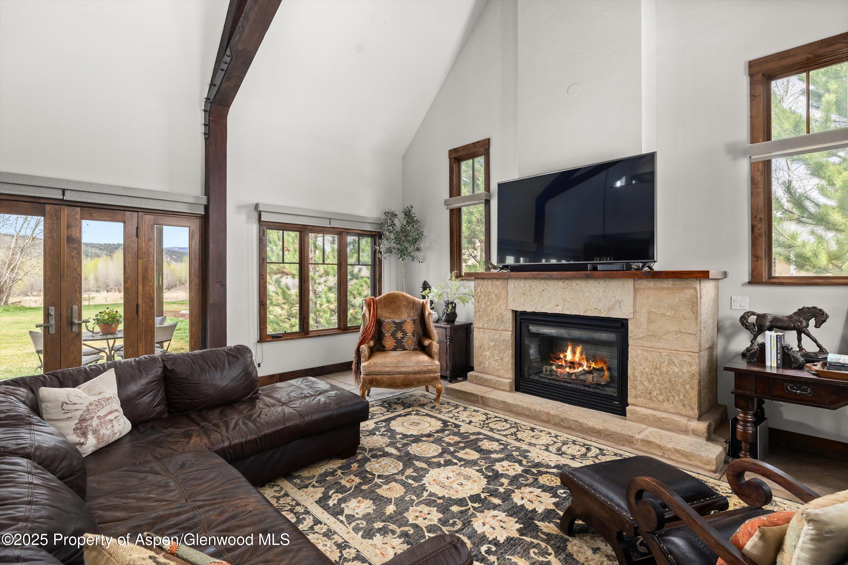 160 Equestrian Way Carbondale, CO 81623 - Photo 3 of 36 a living room with furniture a flat screen tv and a fireplace