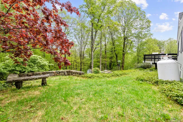a backyard of a house with lots of green space
