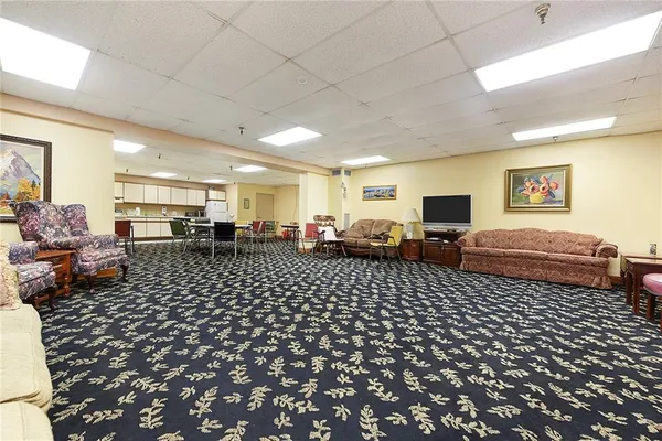 a living room with furniture