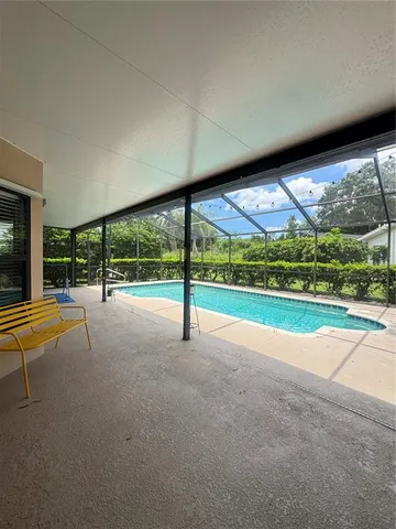 a view of a porch with a patio