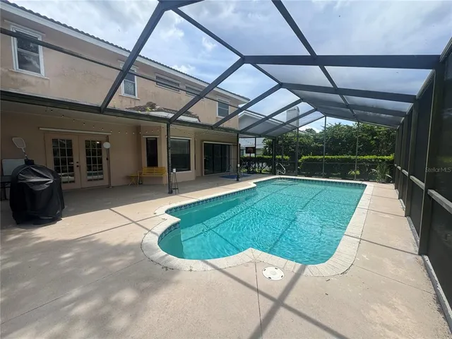 a view of a porch with a backyard