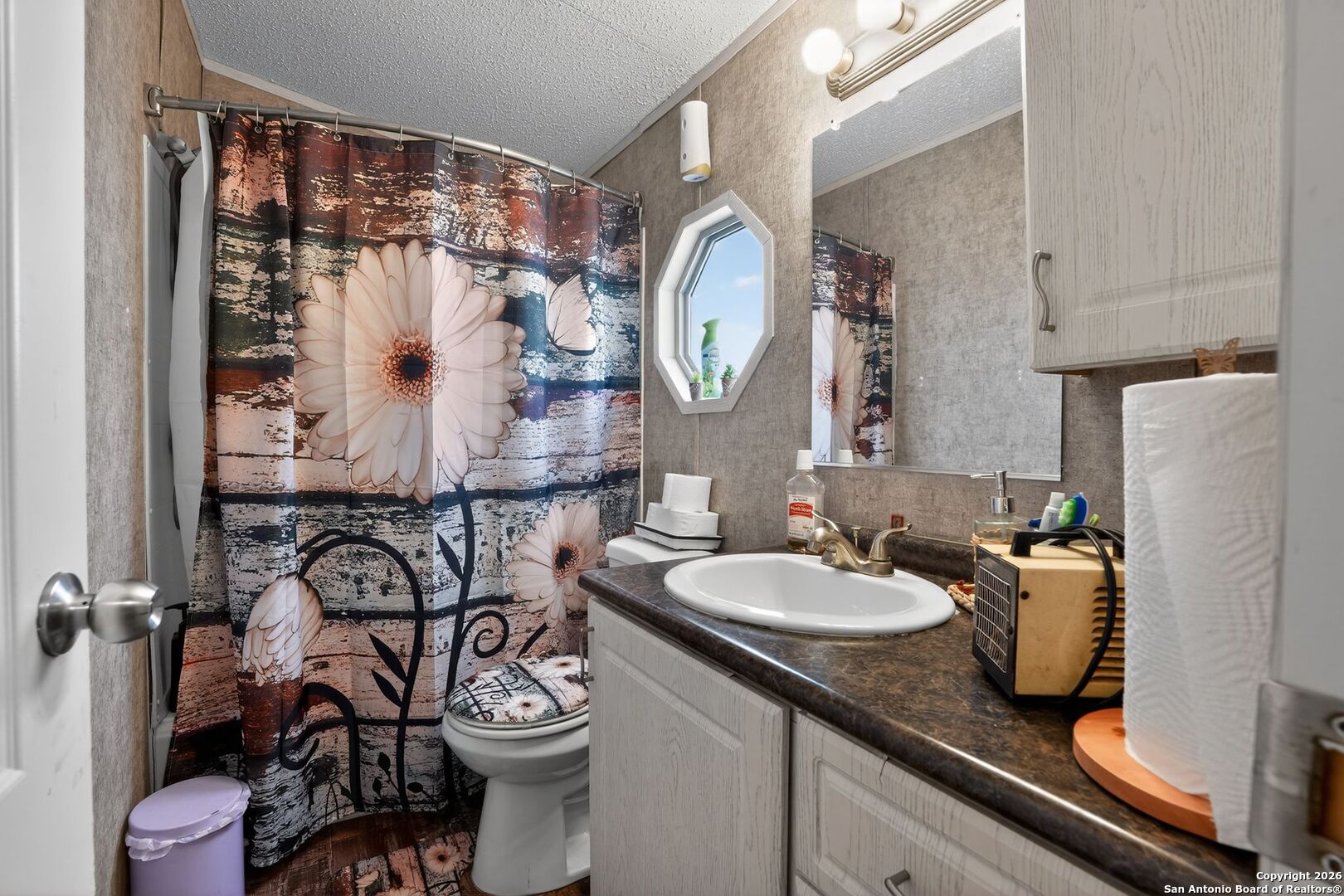110 Old Street Seguin, TX 78155 - Photo 17 of 27 a bathroom with a toilet sink and mirror
