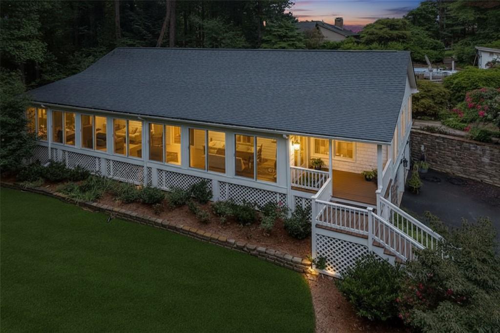 a house view with a garden space