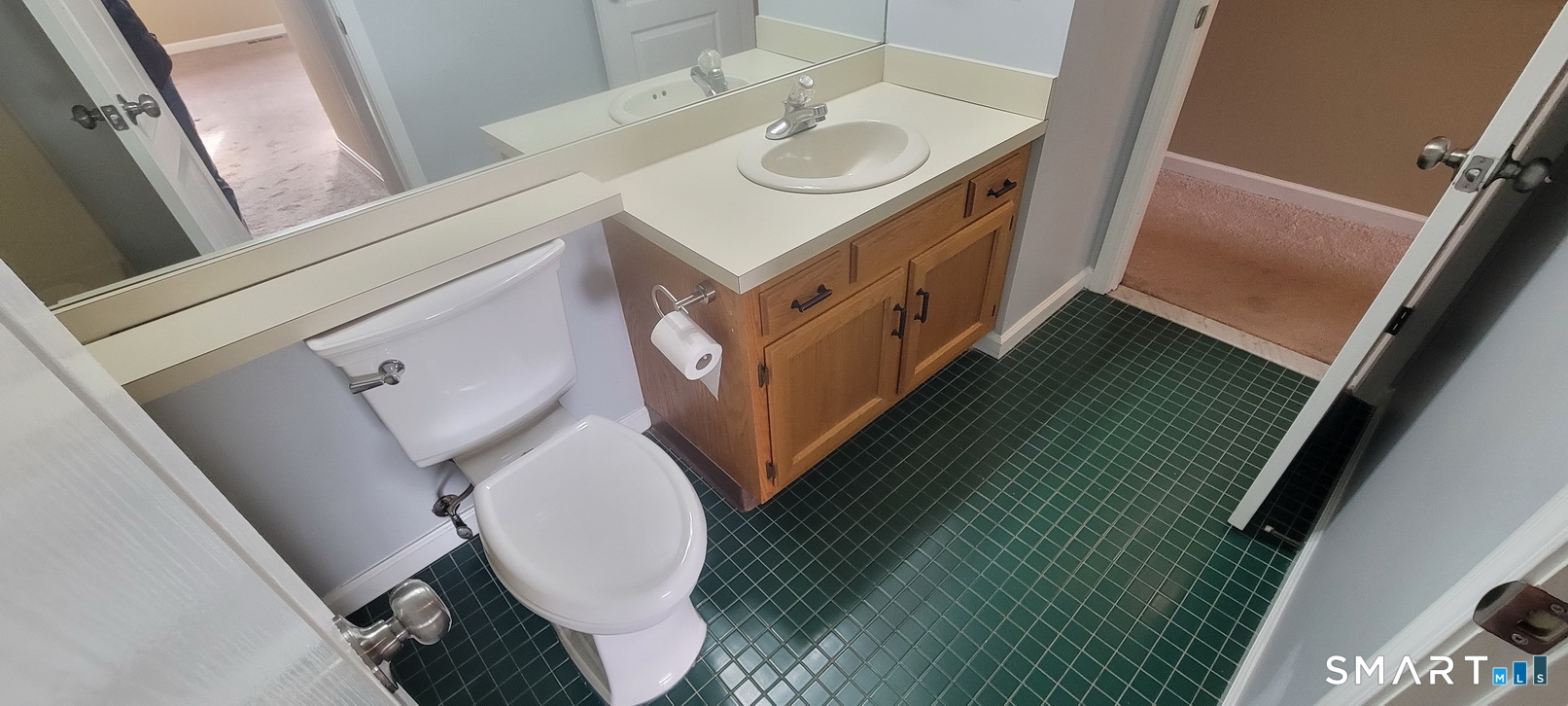 166 Old Brookfield Road, Unit 314 Danbury, CT 06811 - Photo 27 of 37 a bathroom with a sink a mirror and a toilet