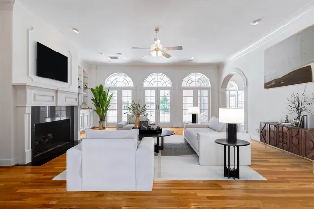 a living room with furniture and furniture