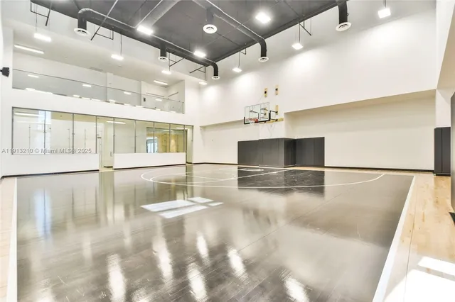 a view of a indoor basketball court