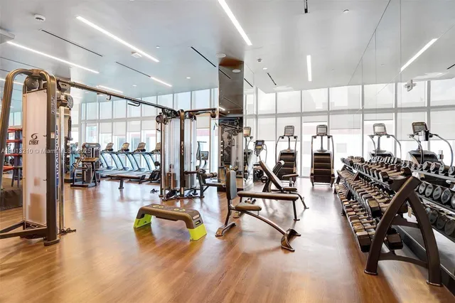 a view of a room with gym equipment