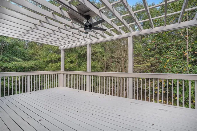 a view of a wooden deck