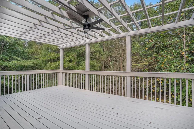 a view of a wooden deck