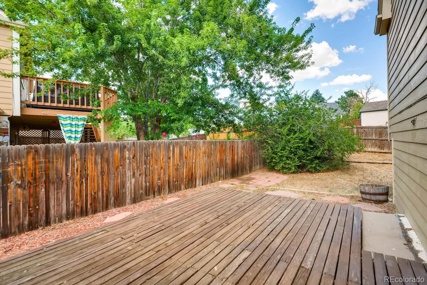 2874 South Genoa Street Aurora, CO 80013 - Photo 21 of 22 a view of backyard with a deck and wooden floor