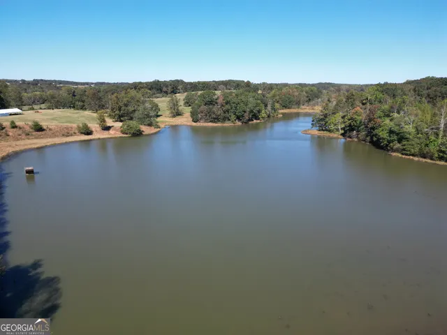 a view of a lake with houses