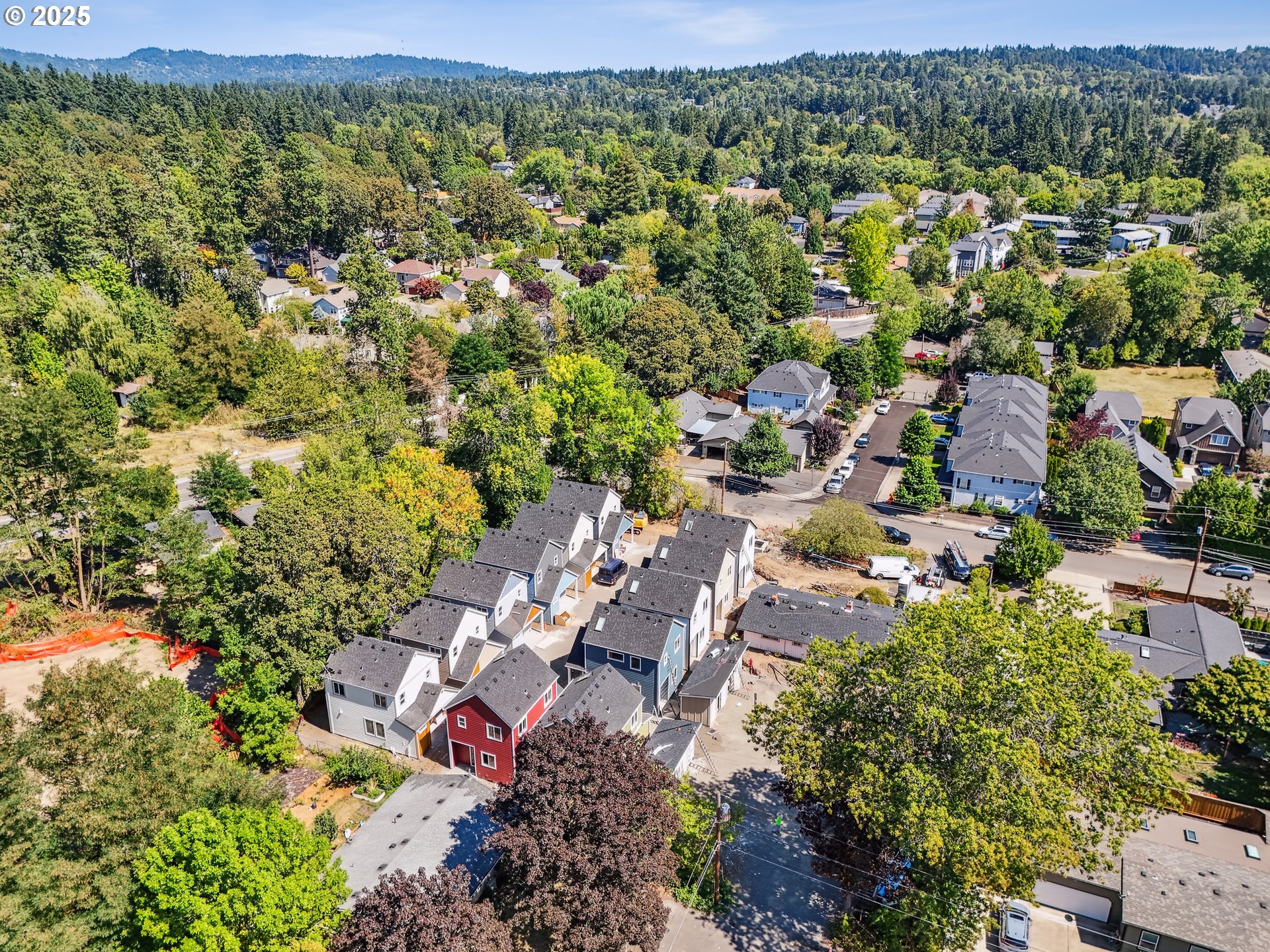 9596 Southwest 91st Avenue, Unit 12 Portland, OR 97223 - Photo 19 of 25 an aerial view of residential houses with outdoor space and trees