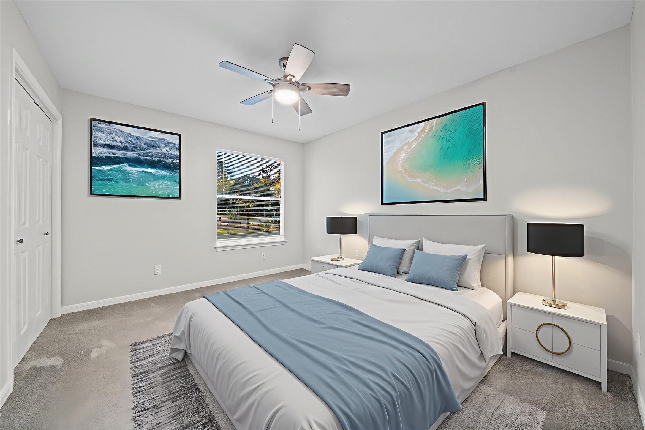 22323 Roberts Cemetery Road Hockley, TX 77447 - Photo 31 of 50 a bedroom with a bed and a lamp on dresser