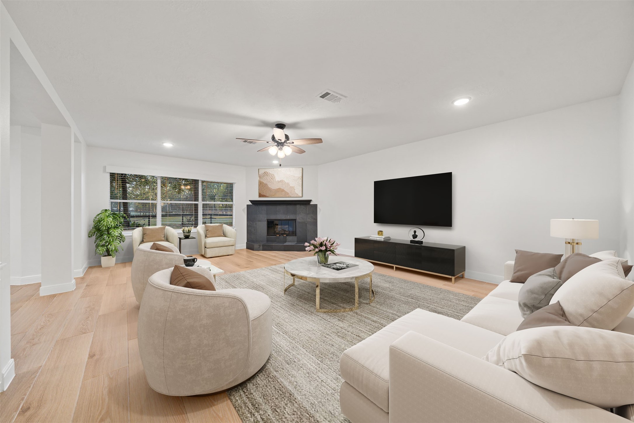 22323 Roberts Cemetery Road Hockley, TX 77447 - Photo 5 of 50 a living room with furniture and a flat screen tv
