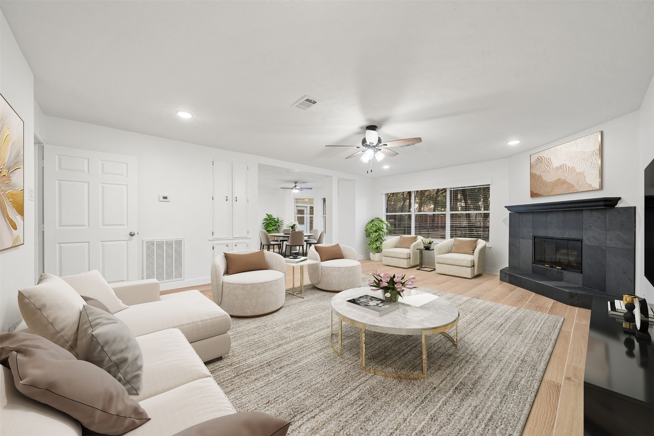 22323 Roberts Cemetery Road Hockley, TX 77447 - Photo 6 of 50 a living room with furniture and a fireplace