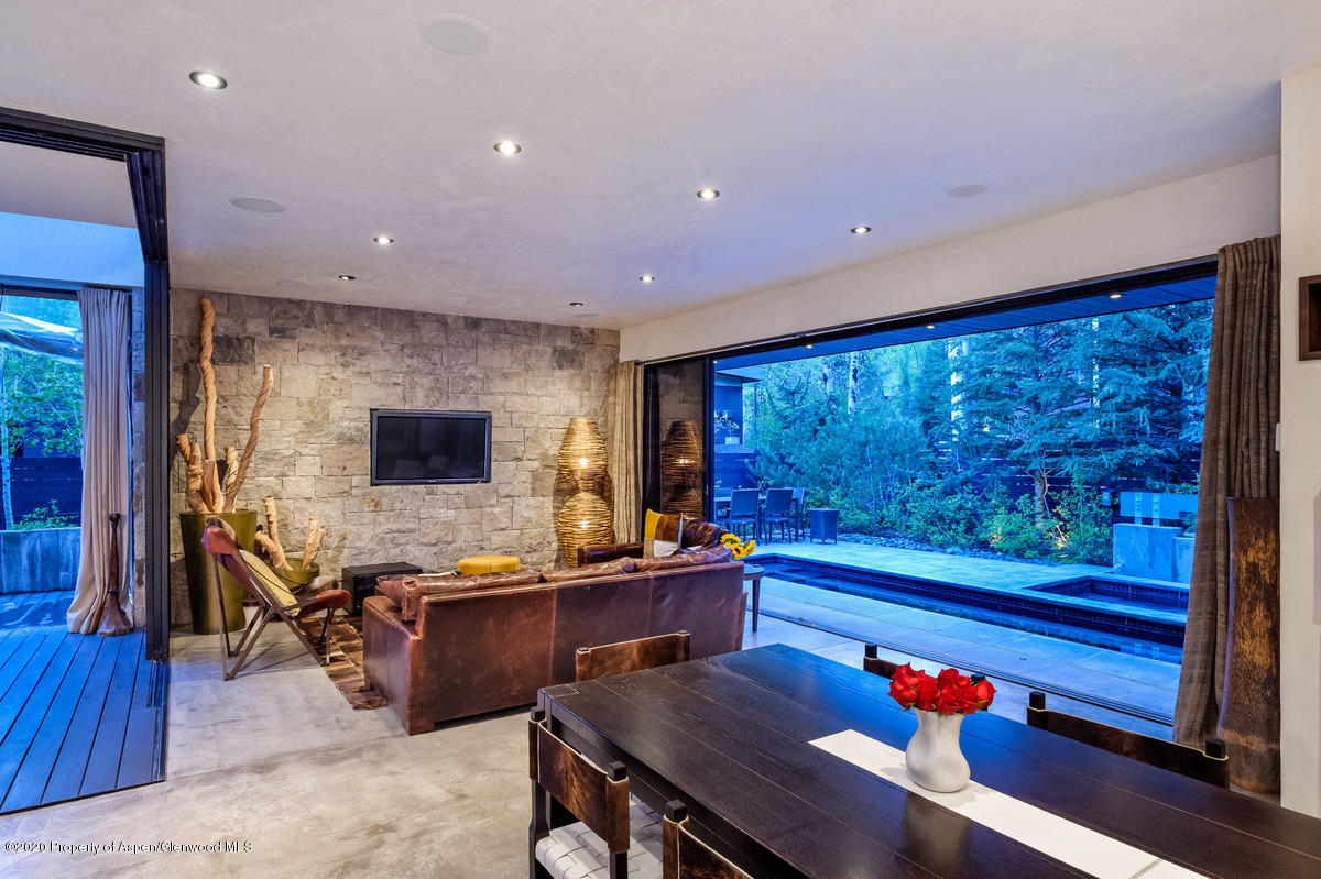 263 Park Avenue Aspen, CO 81611 - Photo 6 of 32 a living room with furniture pool table and a flat screen tv