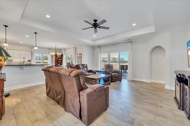 a living room with furniture