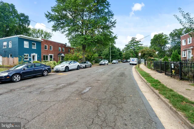 a view of a street with wooden bridge
