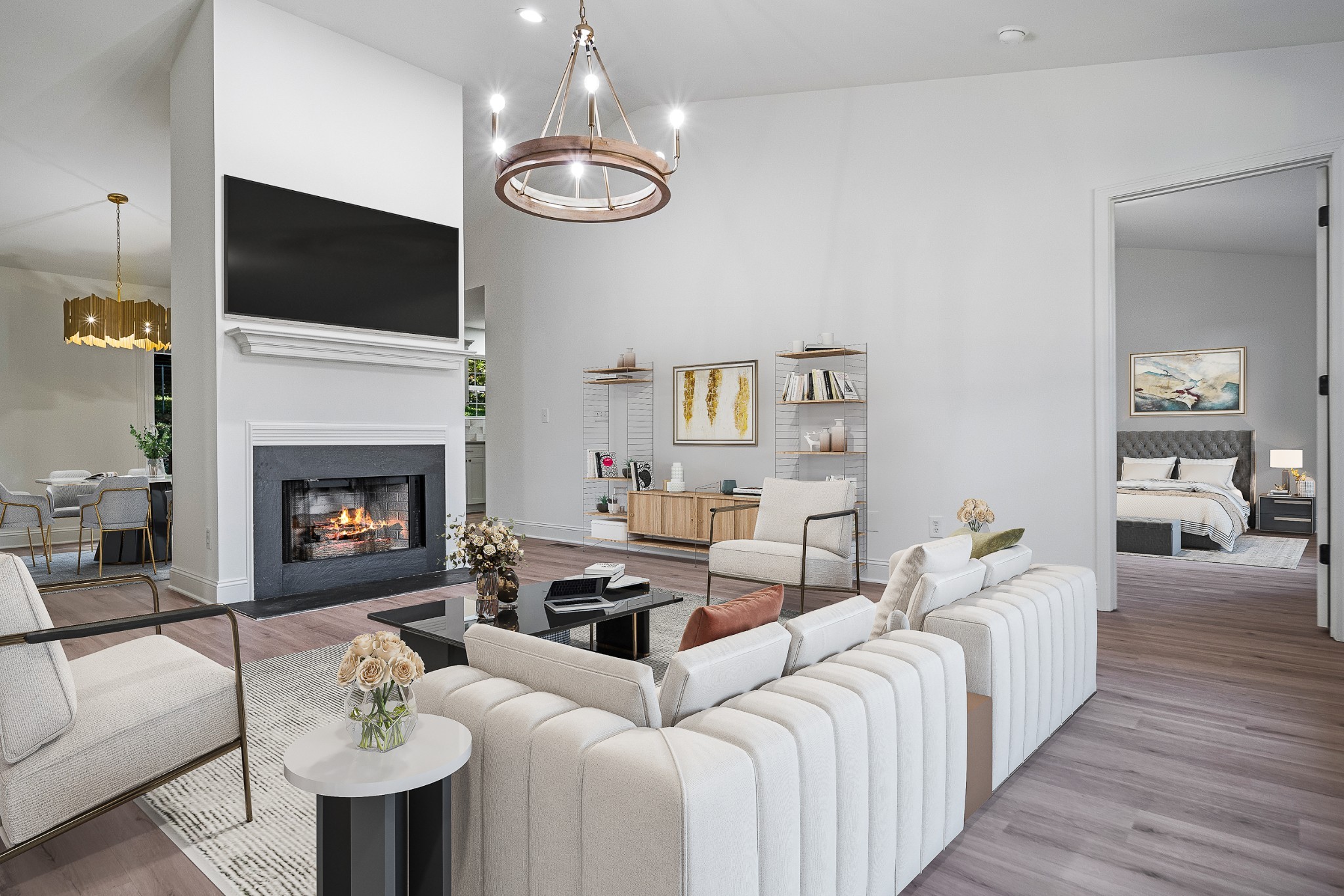 812 Hunters Crossing Lane Springfield, TN 37172 - Photo 5 of 39 a living room with furniture a fireplace and a flat screen tv