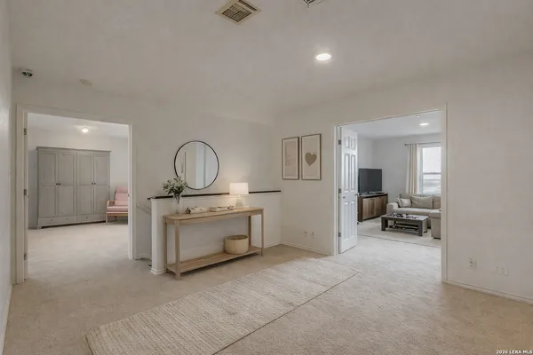 an empty room with closet area