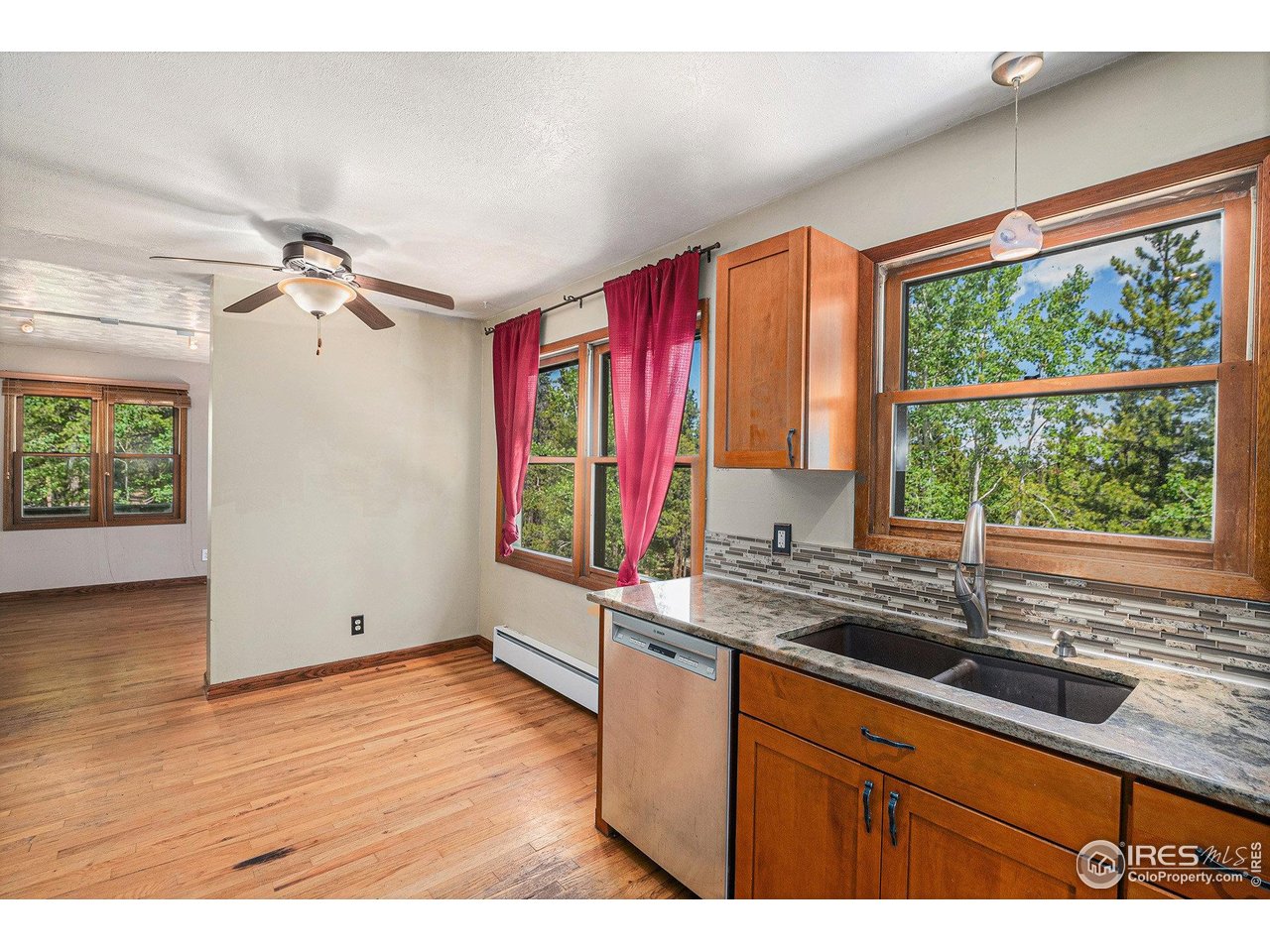 147 St Vrain Trail Ward, CO 80481 - Photo 15 of 31 a view of a kitchen with a sink and wooden floor