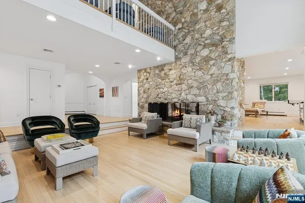 a living room with furniture