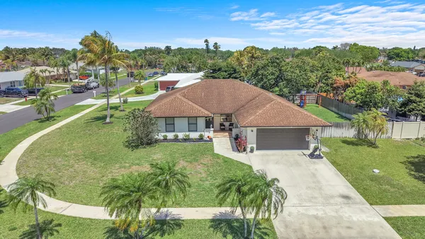 an aerial view of a house