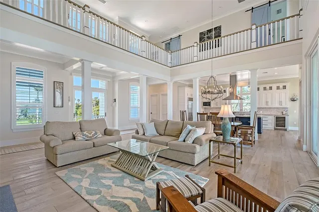 a view of balcony with furniture